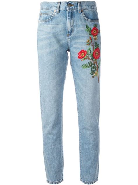 jeans ricamo rose gucci|gucci jeans net a porter.